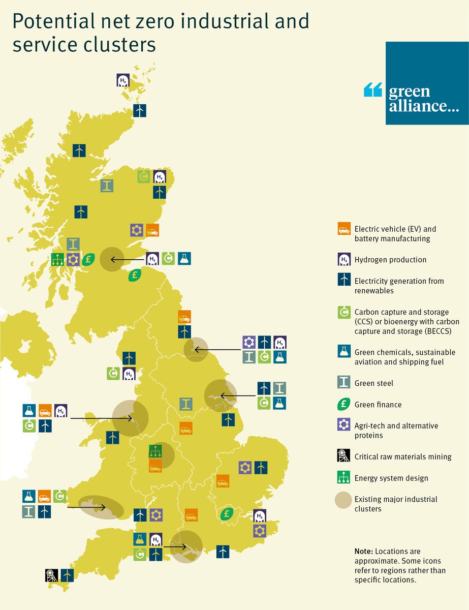 🌍 The UK risks being left behind in the global green race.  

The government must invest in policies that meet the needs of new green industries.  

We mapped where these could be located based on underlying regional strengths 

Read the report 👉 bit.ly/3JjayH3 

2/2