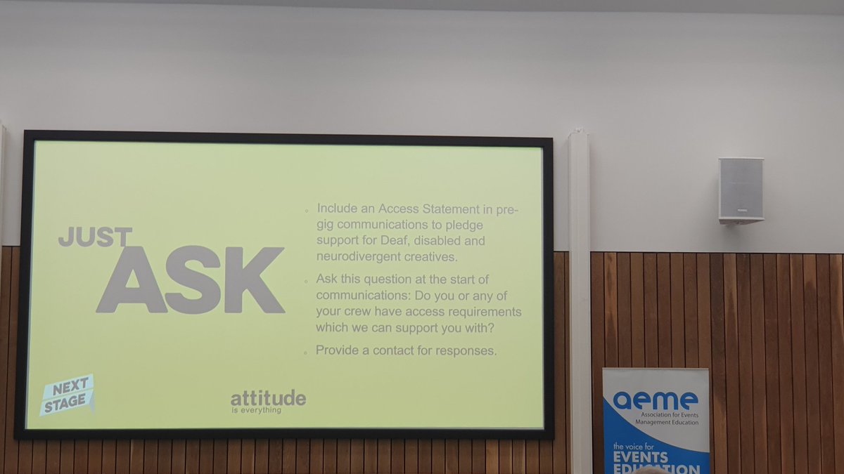 Jo_Goodey's tweet photo. Love this @attitudetweets campaign, the events industry needs to do more to make it accessible for disabled workers. Lets ask EVERY body what access requirements they need. #1in4 #accessibility #eventsmanagement #eventsindustry #eventmanagementeducation #justask https://t.co/Znh2w6FM8V