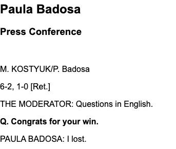 Así ha empezado la rueda de prensa de Paula Badosa tras perder con Marta Kostyuk. Hay un genio suelto en #Wimbledon