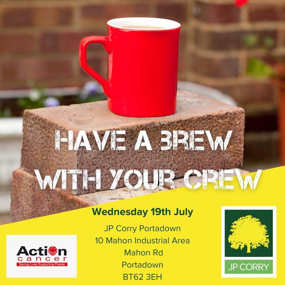 JP Corry (@jpcorry_ireland) on Twitter photo Fancy a tea break? ☕
Our Portadown branch is hosting a 'Builder's Tea' morning tomorrow (19th July) in order to raise funds for <a href="/actioncancer/">Action Cancer</a> and their new skin cancer detection service.
All welcome! 😃
Branch location - bit.ly/44wczrB
#JPCorry #Portadown #coffee Fancy a tea break? ☕
Our Portadown branch is hosting a 'Builder's Tea' morning tomorrow (19th July) in order to raise funds for <a href="/actioncancer/">Action Cancer</a> and their new skin cancer detection service.
All welcome! 😃
Branch location - bit.ly/44wczrB
#JPCorry #Portadown #coffee