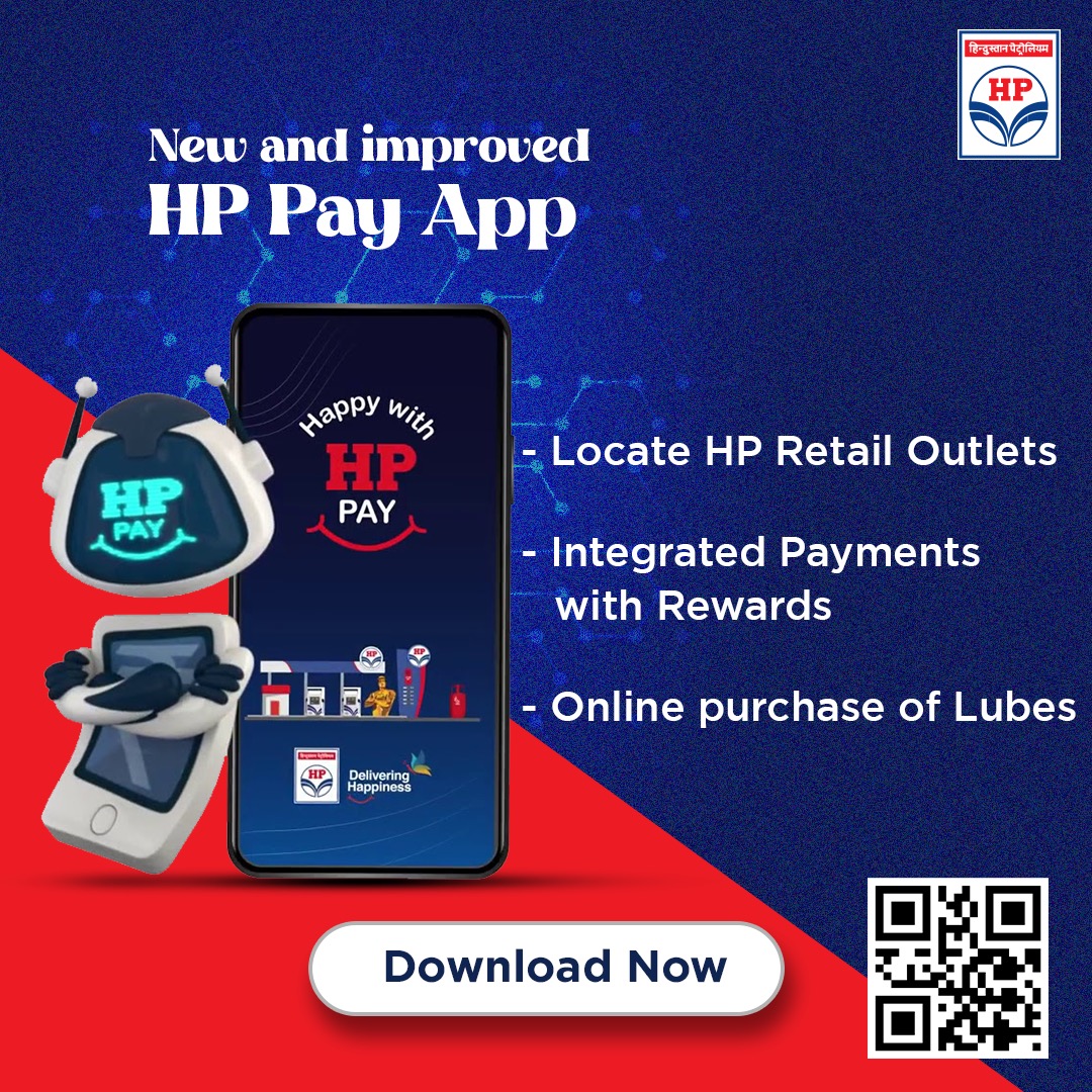 HPCL's tweet photo. Streamline your purchases at HPCL with #HPPAY App! Shop securely, earn exciting rewards, and enjoy a seamless payment experience with HP PAY. Download the app now and unlock a new era of convenience! #HPCL #HPApp #IntegratedPayments https://t.co/HzcrACVpT8