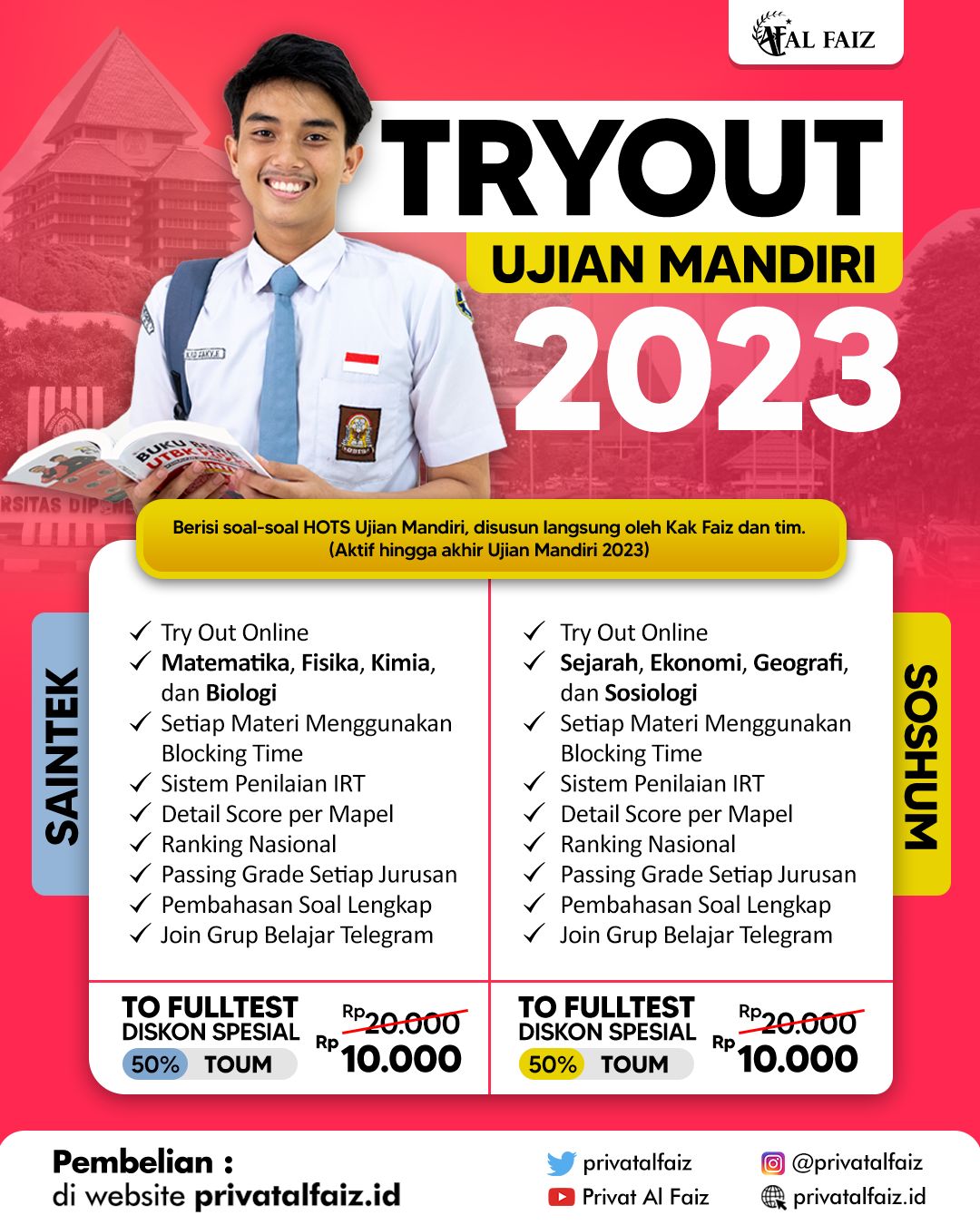 Privat al faiz on twitter buat kalian yang ikut ujian mandiri dan