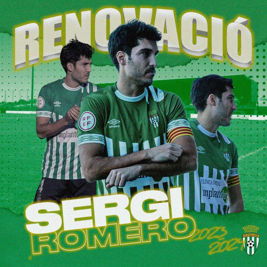 Esport Gironí (@esportgironi) on Twitter photo FUTBOL-El <a href="/CFPeralada/">CF Peralada</a> anuncia la renovació de <a href="/sergiromero90/">Sergi Romero</a>.
El central, i capità, gironí complirà la seva sisena de xampanyer, la cinquena consecutiva.
En la darrera, Romero va disputar 30 partits, tots de titular, i va marcar 1 gol.
#3RFEF5 #TerceraRFEF #futbolcat FUTBOL-El <a href="/CFPeralada/">CF Peralada</a> anuncia la renovació de <a href="/sergiromero90/">Sergi Romero</a>.
El central, i capità, gironí complirà la seva sisena de xampanyer, la cinquena consecutiva.
En la darrera, Romero va disputar 30 partits, tots de titular, i va marcar 1 gol.
#3RFEF5 #TerceraRFEF #futbolcat