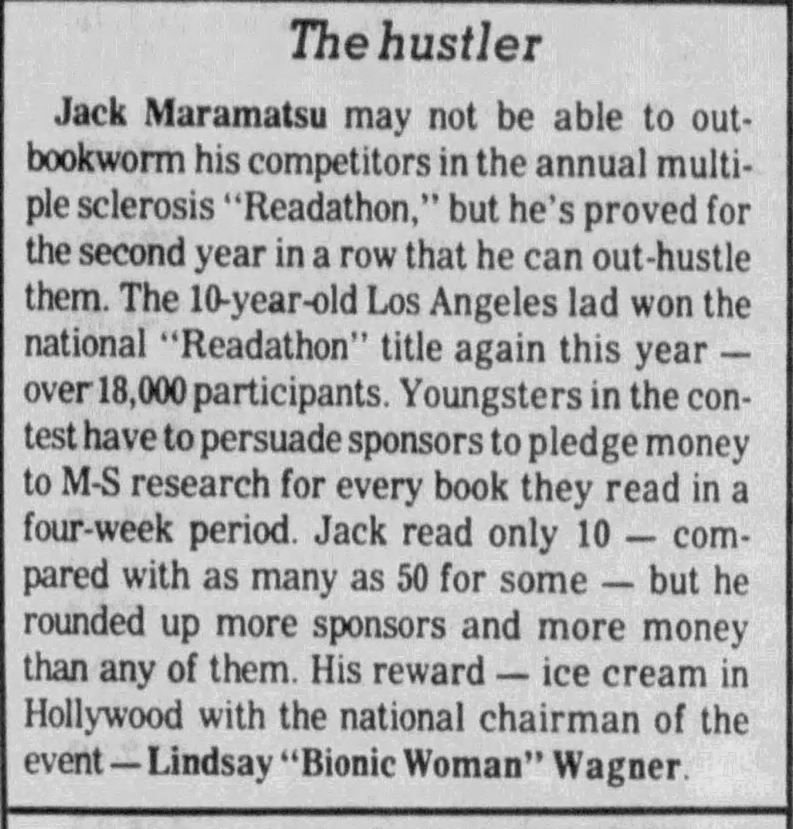 OSI_Files's tweet photo. July 25, 1976 - Fort Worth Star Telegram - Considering the amount of books I read as a kid, I should have had ice cream with Lindsay Wagner.
#throwbackthursday #nostalgia #bookslover #readingkid #icecreamwithLindsayWagner https://t.co/4ydZFkMyI4