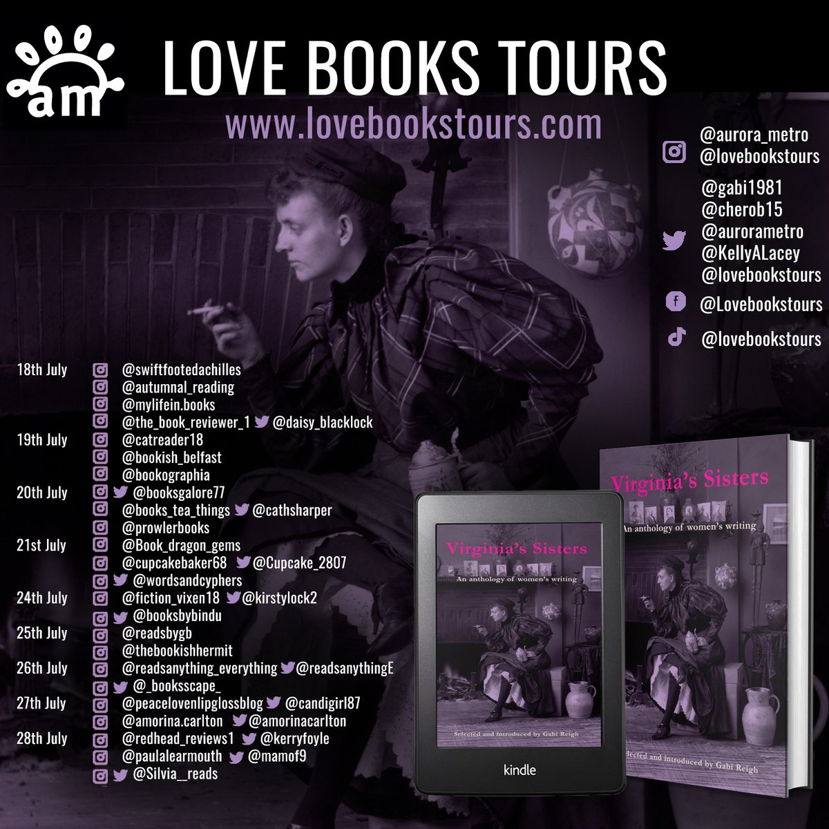 📚Get ready for the #virtualbooktour of VIRGINIA’S SISTERS featuring 20+ feminist authors like Virginia Woolf, Zelda Fitzgerald, and Edith Wharton! 🌟📖Join us from 17th - 28th July for an incredible anthology of poetry and prose celebrating women's freedom and the 'New Woman'.