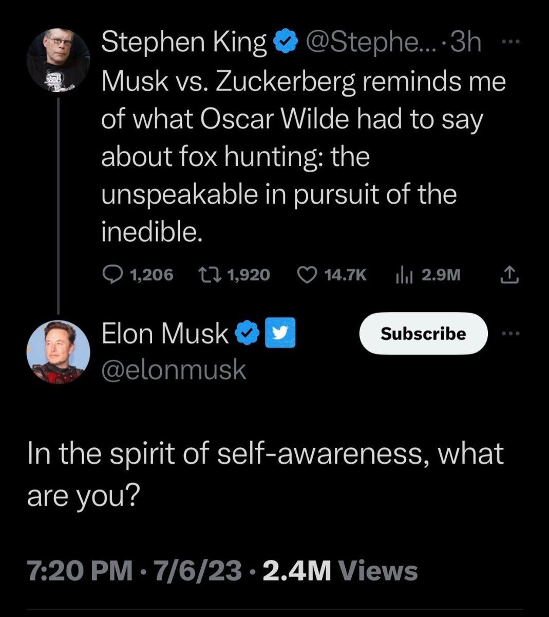 Stephen King is a man with the skills you can't buy, Elon. That's what he is.