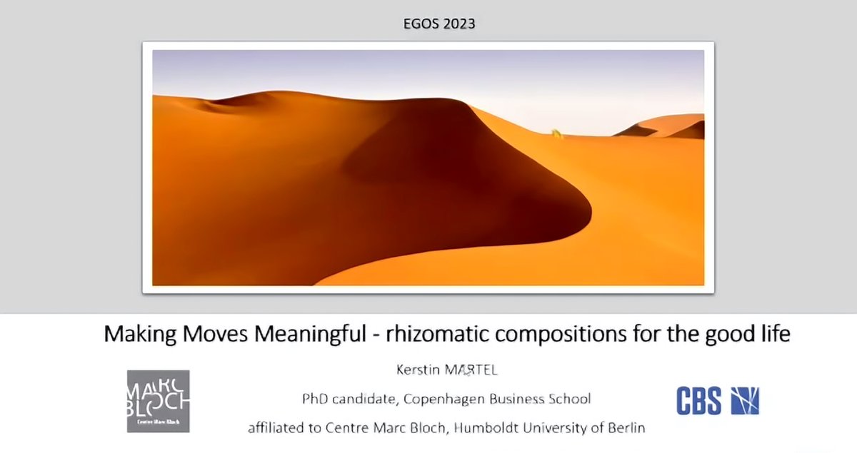 Really lovely paper by <a href="/kerstinmartel/">Kerstin</a> on the #meaningfulness of #career moves drawing on Deleuze and Guattari's #nomadism #EGOS @egosnet