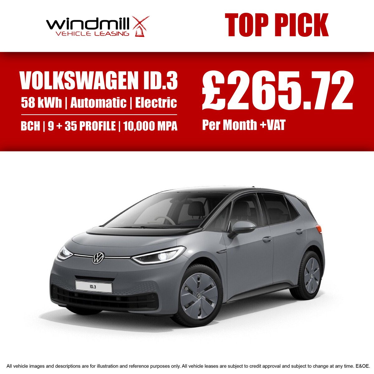 WindmillLeasing's tweet image. Order your brand new Volkswagen ID.3 for only £265.72 today!

⚫ Business Contract Hire
⚫ 9 + 35 profile
⚫ 10,000 mpa

Call 01527 571610 to speak to one of the team