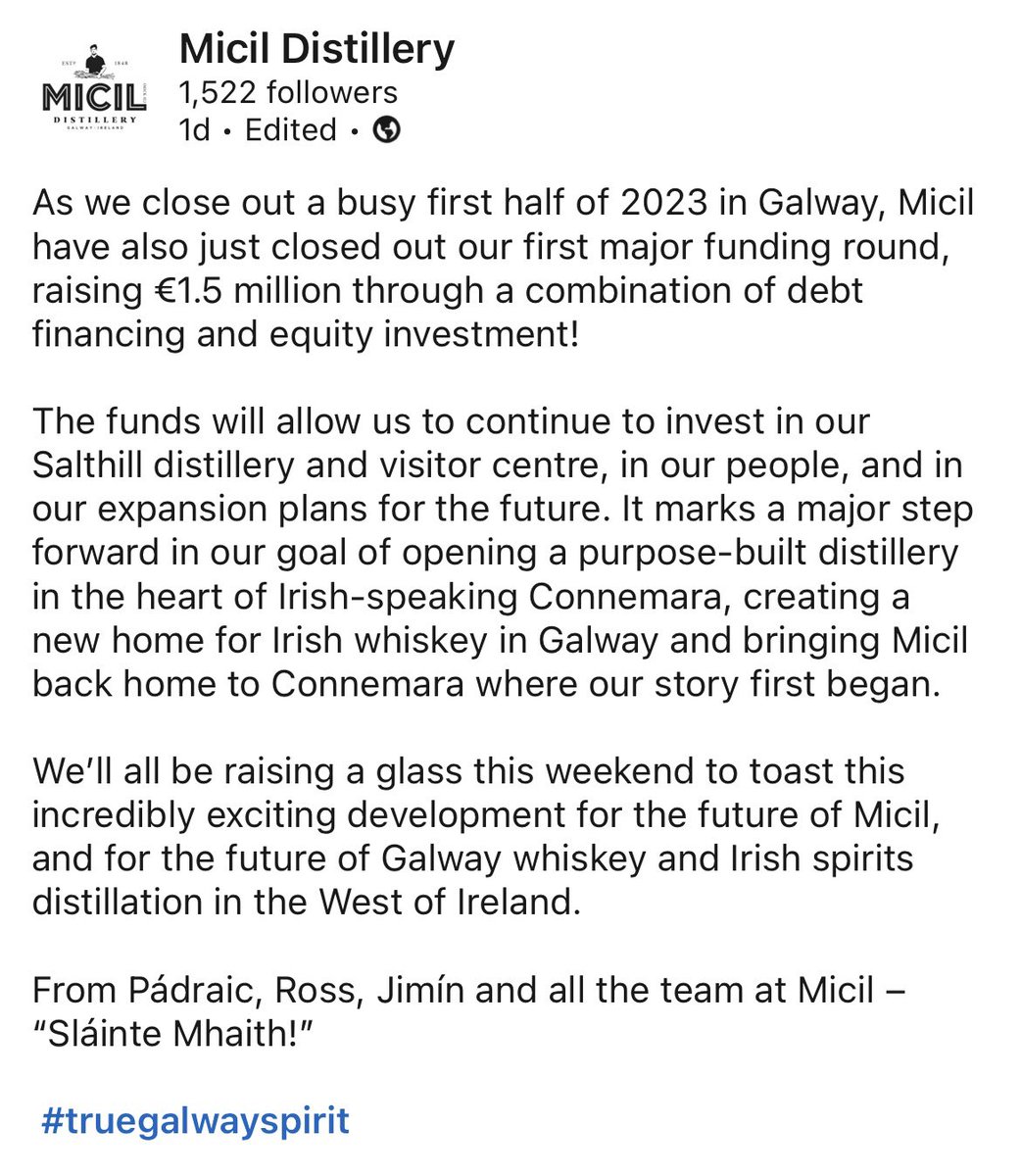 Comhghairdeas libh <a href="/micildistillery/">Micil Distillery</a> 👏🏻👏🏻👏🏻👏🏻