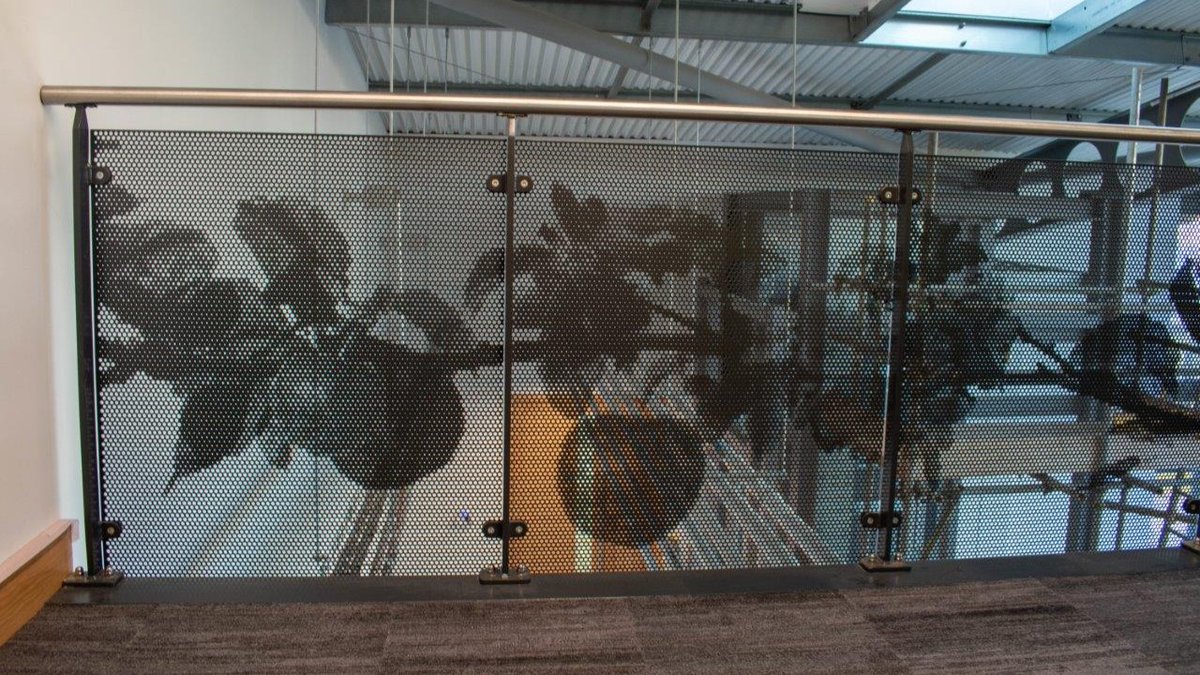 Graepels's tweet photo. What better way to celebrate the weekend then looking back at this #PicturePerf job for cider maker @thatchers_cider. Picture Perf has been used here for balustrade infill, using images of apple tree branches.
#Graepels #perforatedmetal #metaldesign #Thatchers #cider https://t.co/zj80Yih8aU