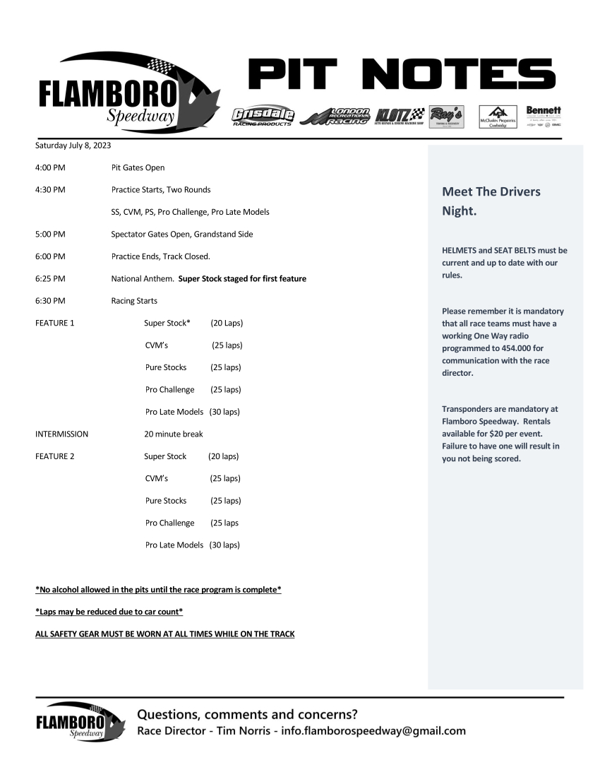 Pit Notes are here for our 2nd attempt at Meet the Drivers Night! Come out for a great night of racing and a fantastic autograph session at Intermission!