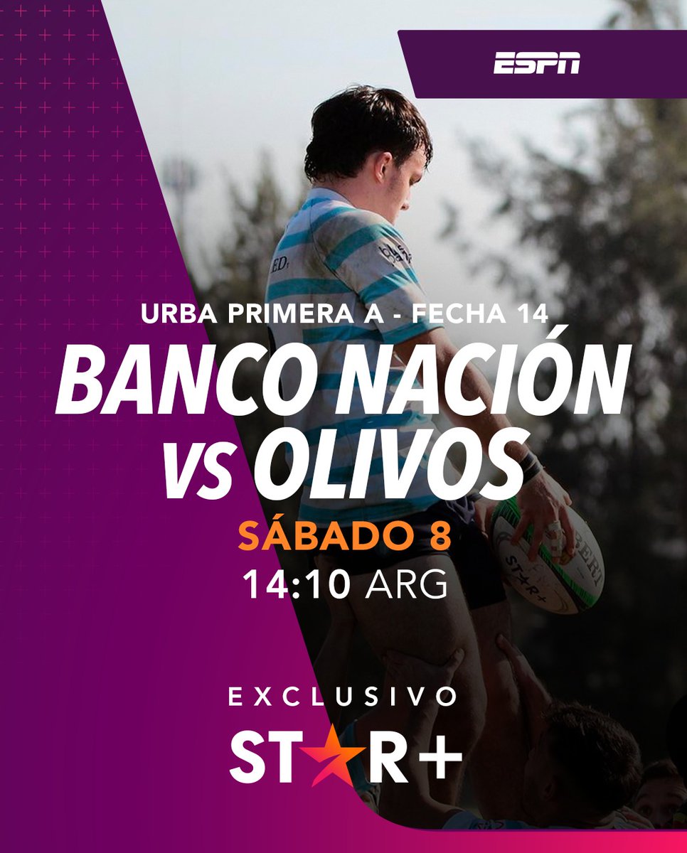 💥 Se viene un partido clave por la permanencia en Grand Bourg. 

@rugbyBanco 🏦🆚🔶 <a href="/OlivosRC/">Olivos Rugby Club</a>

📅 Sábado 8
⏰ 14:10 ARG
⭐ <a href="/StarPlusLA/">starplusla</a>: dis.la/URBAPrimeraA_B…

#URBA 📈 #MiraloEnStarPlus