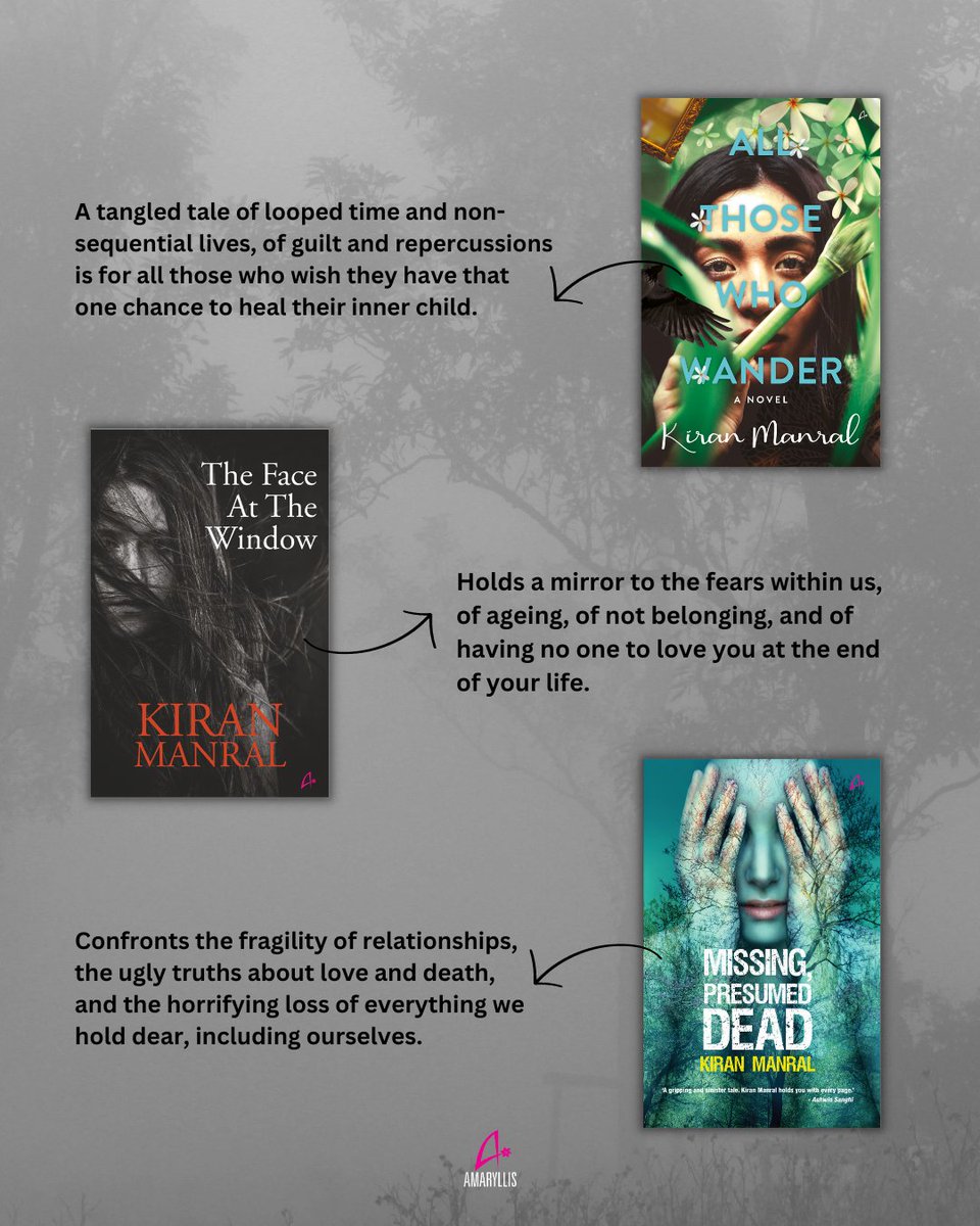 AmaryllisManjul's tweet photo. Here are some spooky recommendations for you all!🫢🫣

@KiranManral #AmaryllisPublishingHouse #AllThoseWhoWander #TheFaceattheWindow #MissingPresumedDead #KiranManral #Spookybooks #bookrecommendations https://t.co/Ot6Mmy3hsd