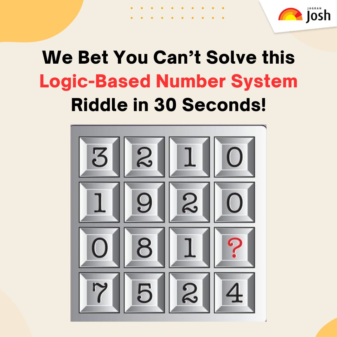 Jagranjosh's tweet image. rb.gy/pxdci || We Bet You Can’t Solve this Logic-Based Number System Riddle in 30 Seconds!
#OpticalIllusion #LogicBased #JagranJosh #Riddle