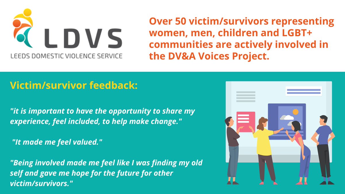 LDVS7's tweet image. This #CoproductionWeek, we heard from clients involved in our DV&amp;amp;A Voices Project.📢

The project empowers participants to be heard when during abuse, their voice is lost.  Victim/survivors contribute to and co-produce activities within the Domestic Abuse Local Partnership Board.