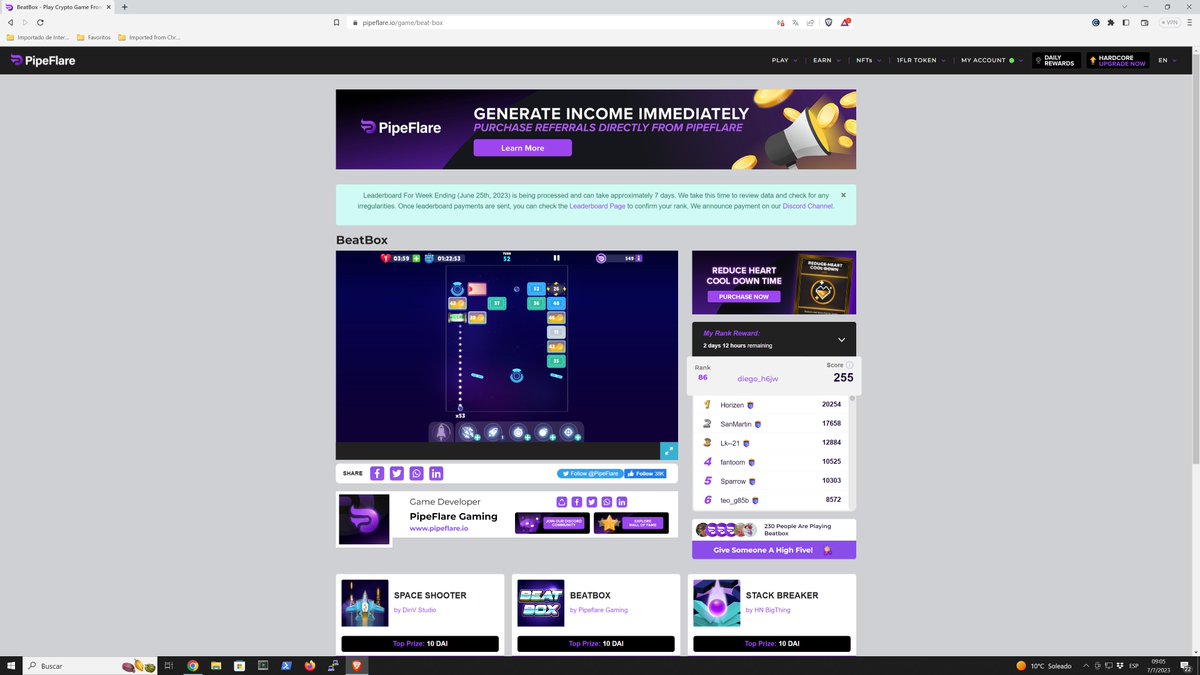My FAVOURITE GAME in PIPEFLARE is BeatBox!
