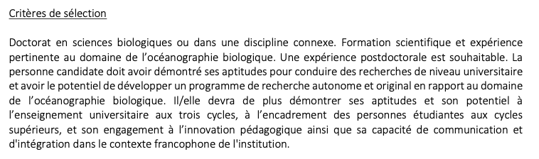 Nous embauchons! - We are hiring!

The biology department <a href="/FSGulaval/">Sciences et génie – Université Laval</a> is opening a TT position in biological oceanography. Details here - or contact me. Come join a vibrant community with tons of colleagues working on related fields. 

Deadline September 1st 2023