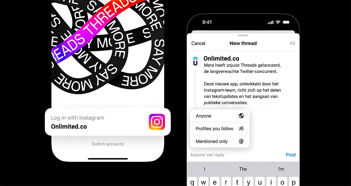 onlimited_co's tweet photo. Meta heeft zojuist Threads gelanceerd, de langverwachte Twitter-concurrent. Deze nieuwe app, ontwikkeld door het Instagram-team, richt zich op het delen van tekstupdates en het aangaan van publieke conversaties.💬
Wat vind jij van Threads? &amp; zou je het zelf ook installeren?👇 https://t.co/MBdOfJsPNM
