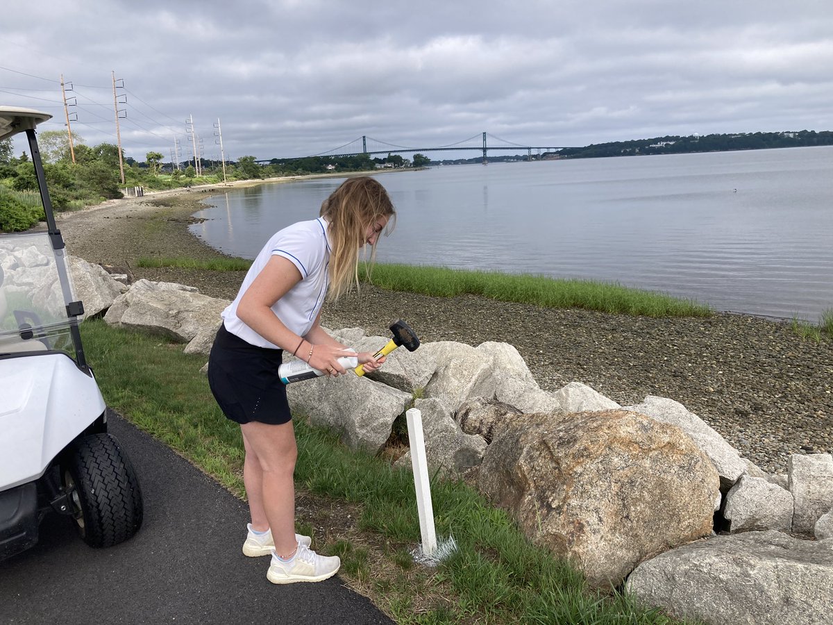 RIGAlinks's tweet photo. Our #boatwright intern Mollie prepping for the 118th Rhode Island Amateur Championship at Montaup. https://t.co/EG39OGMwy5