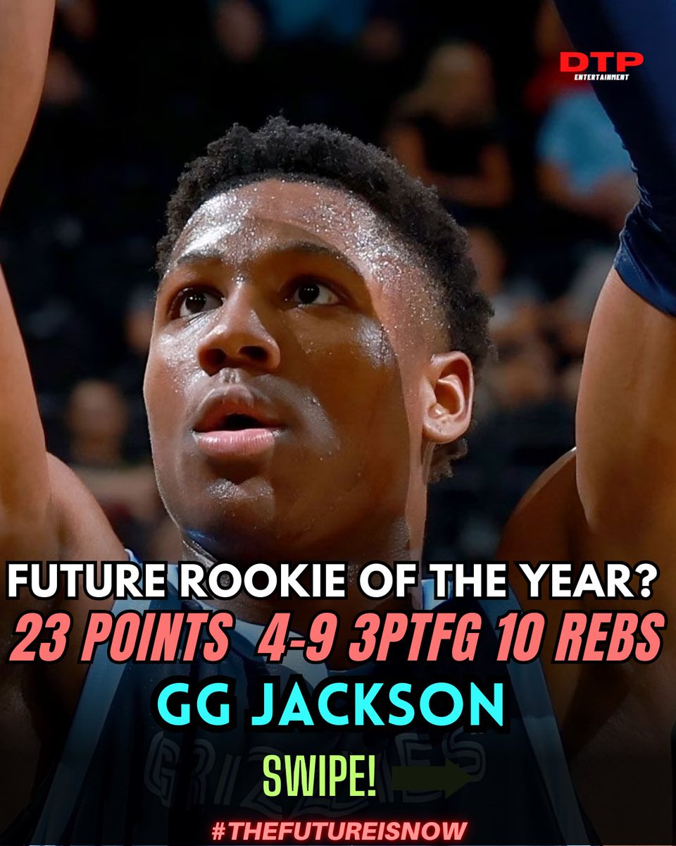 dtpent1's tweet photo. We may have found our ROTY…ALREADY (45th Pick) @_ggjackson 

GG Jackson straight up DOMINATED in his Summer League Debut‼️🧬

23 Points
10 Rebs 
4 Triples 

#DTP #thefutureisNOW #DTPent #ggjackson #memphisgrizzlies #nba2024 #scnative https://t.co/Zf0RPw0lyi