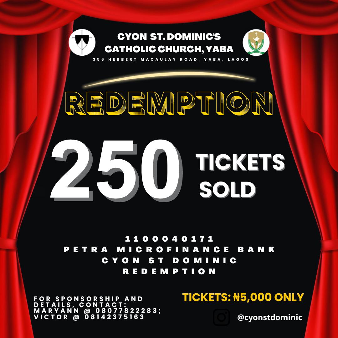 CYONStDominic's tweet photo. 1/4 a huge milestone reached thanks to all of you!
God bless you abundantly.
You can still support by taking at least one ticket at N5,000
Payments should be made to:
1100040171
CYON ST DOMINIC
Petra Microfinance Bank
#RedemptionPlay #GetYourTickets #HopeForBright #SaveALife https://t.co/MVcLZWNOap