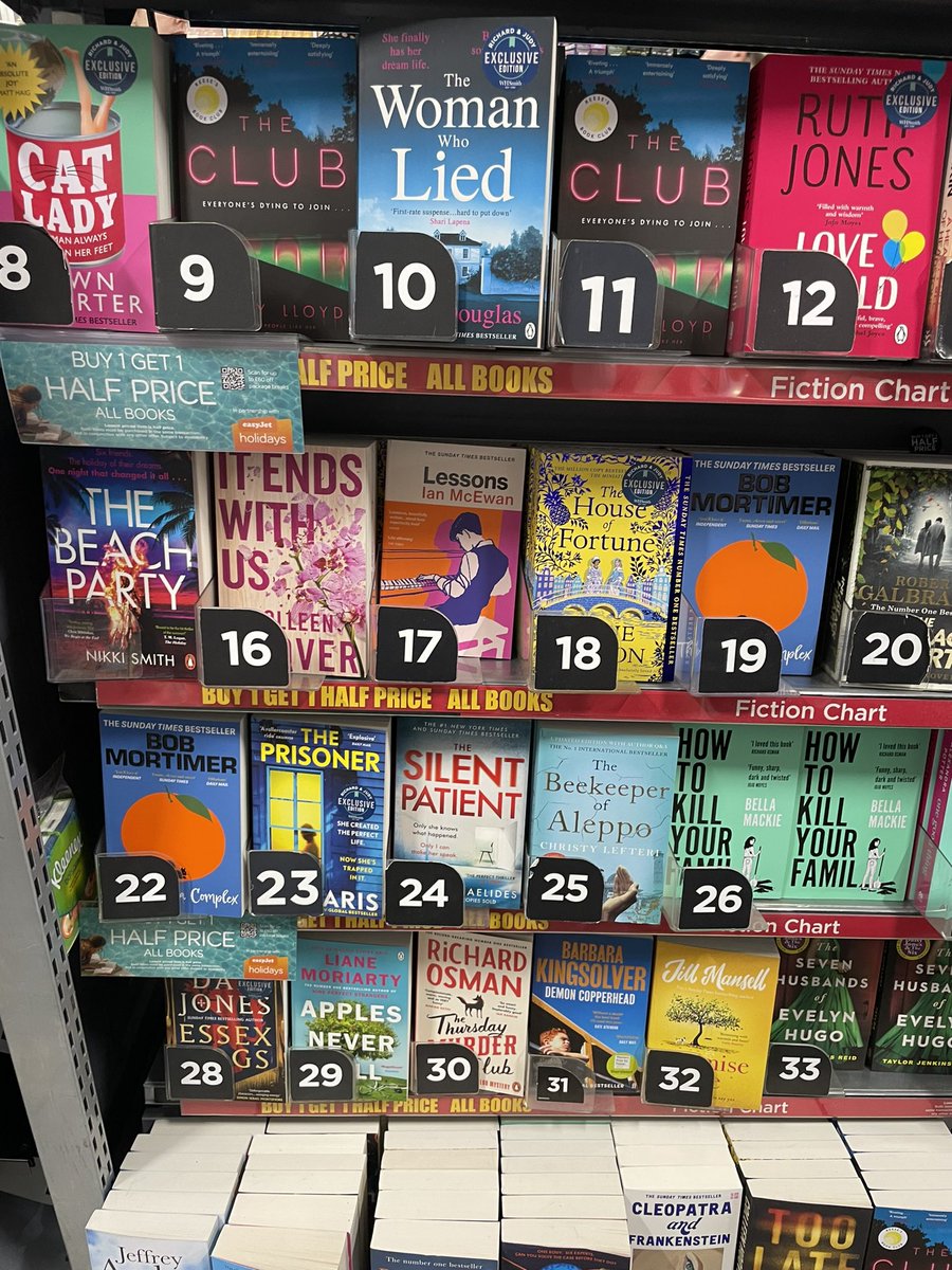 paulrobin164's tweet photo. @RealBobMortimer your novel (which I loved) is at both numbers 19 and 22 at WH Smith at Kings Cross station. Does that mean that you take one from the other and it really is number 3 on the bestsellers? https://t.co/O4ZcK6NSsc