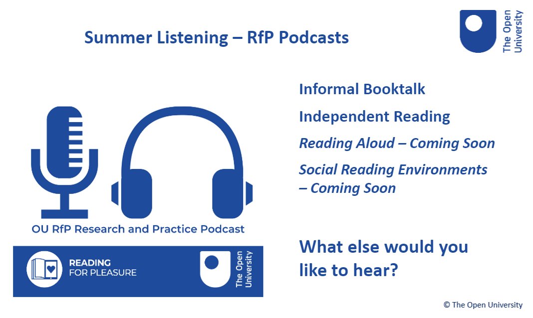 Have you listed to our RfP Research and Practice podcasts? These are the perfect choice for easy summer listening. Explore our Informal #Booktalk podcast, facilitated by OU RfP team member @debbiet99313391 here ourfp.org/finding/rfpp/b…