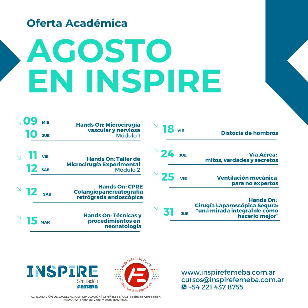 AGOSTO EN INSPIRE 🦾   Encontrá toda la oferta académica en: inspirefemeba.com.ar/event