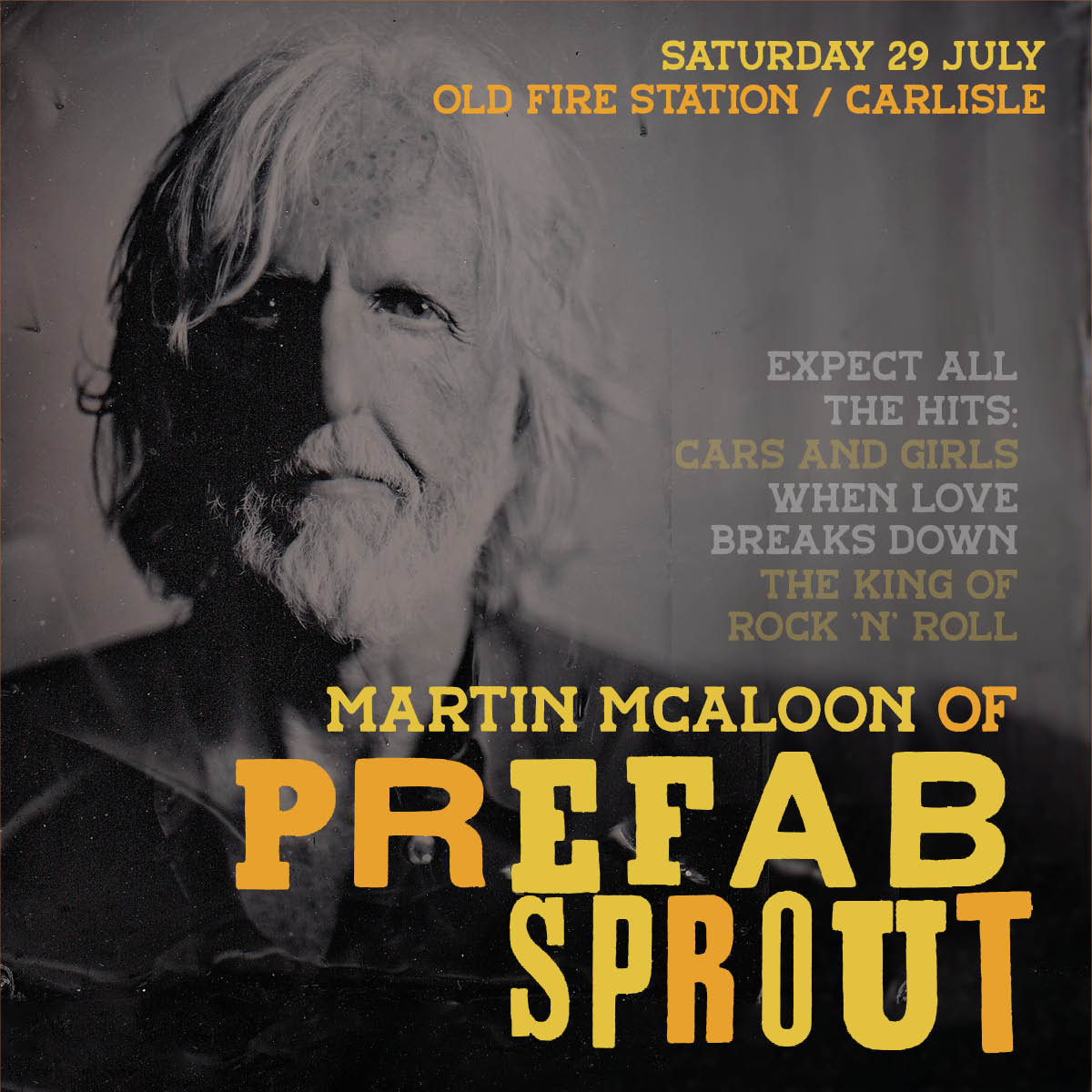 old fire station (@ofscarlisle) on Twitter photo Prefab Sprout founder Martin McAloon will be performing all the hits from Prefab Sprout's extensive archive celebrating over 40 years of his brother, Paddy McAloon's writing - Cars and Girls, When Love Breaks Down and The King of Rock 'n' Roll
<a href="/Prefabsprout/">Prefab Sprout</a> Prefab Sprout founder Martin McAloon will be performing all the hits from Prefab Sprout's extensive archive celebrating over 40 years of his brother, Paddy McAloon's writing - Cars and Girls, When Love Breaks Down and The King of Rock 'n' Roll
<a href="/Prefabsprout/">Prefab Sprout</a>