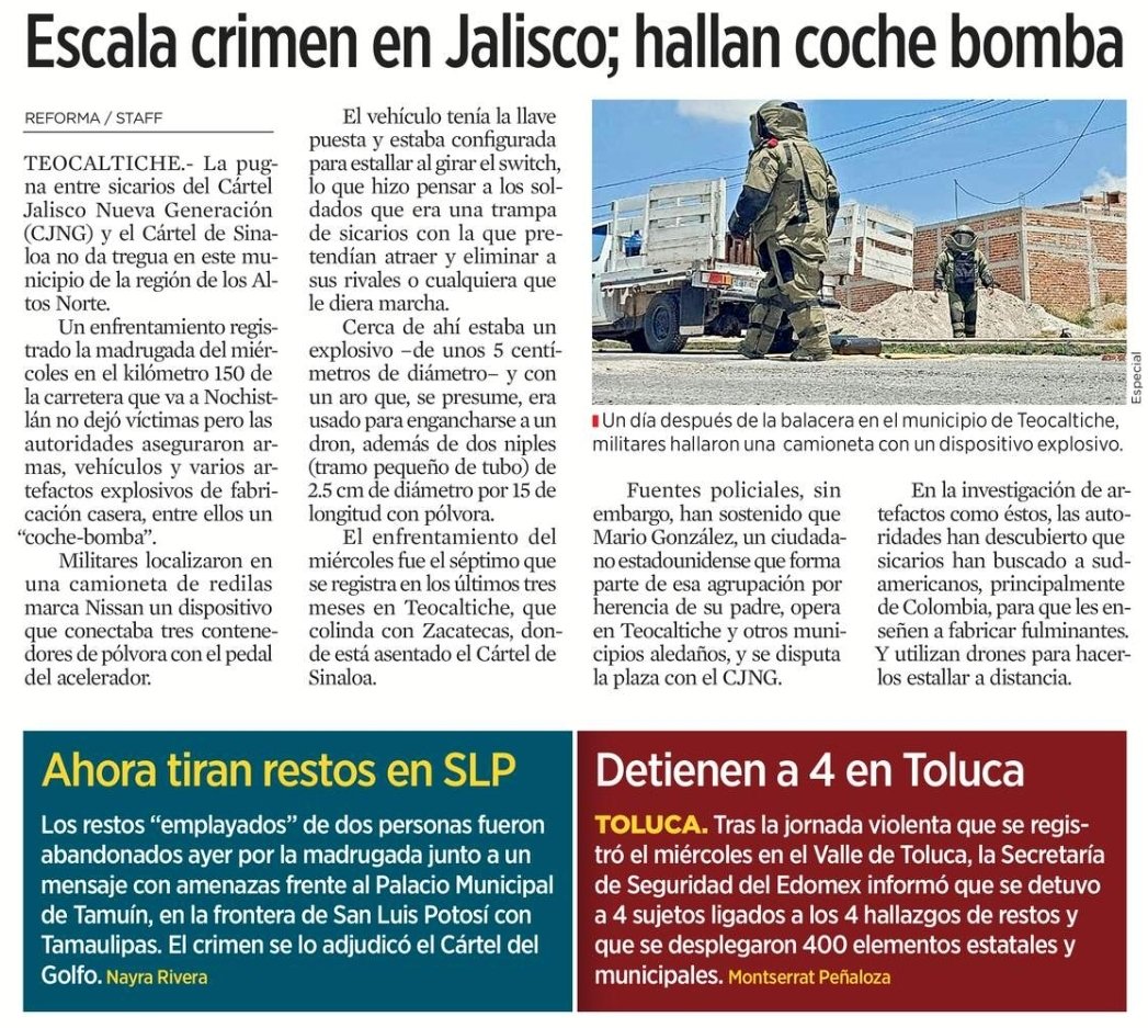 Melissa_Bely's tweet photo. Encuentran OTRO coche bømba, ahora en Jalisco.

No es Ucrania..
No es Siria..
No es Afganistán..

Es en MÉXICO..

El país dónde gobierna un Presidente que les da ABRAZOS a los delincuentes y los acusa con sus abuelas..

Es el país de los "otros datos"..

El país dónde a su Presidente le preocupa más la sucesión presidencial que la SEGURIDAD del pueblo de México..

👇