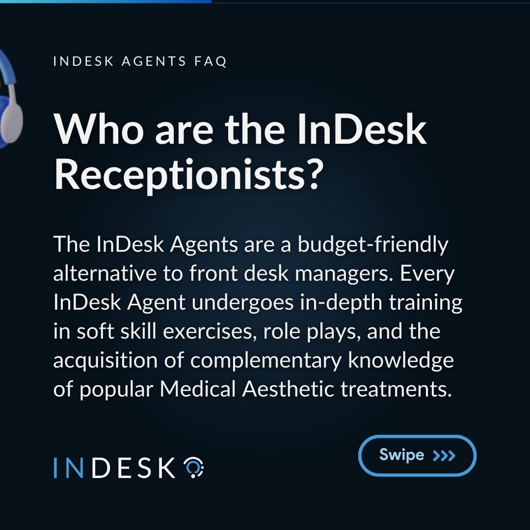 my_indesk's tweet image. Check the FAQ about InDesk Agents and gain insights into virtual receptionists for Medical Aesthetic clinics. 😊

👉 Contact us to learn more!

#indesk #aestheticreceptionist #dentalclinic #Dentalclinicreceptionists #patientmanagement #medicalaesthetics #clinicreceptionist