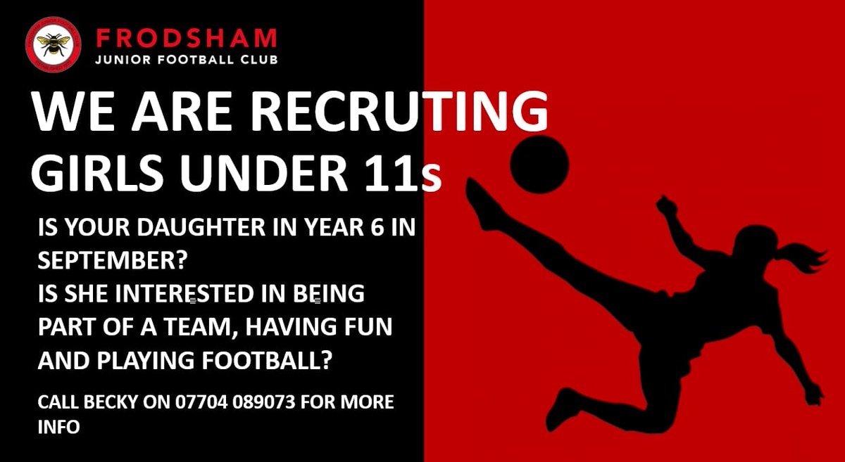 FrodshamFCGirls's tweet photo. Spaces available in our fantastic U11 Girls squad for the 2023/24 season. 

Frodsham JFC Girls are the third biggest club in the Mid Cheshire girls league and 5th biggest Girls section in whole of Cheshire. https://t.co/nDVx9yPiRw