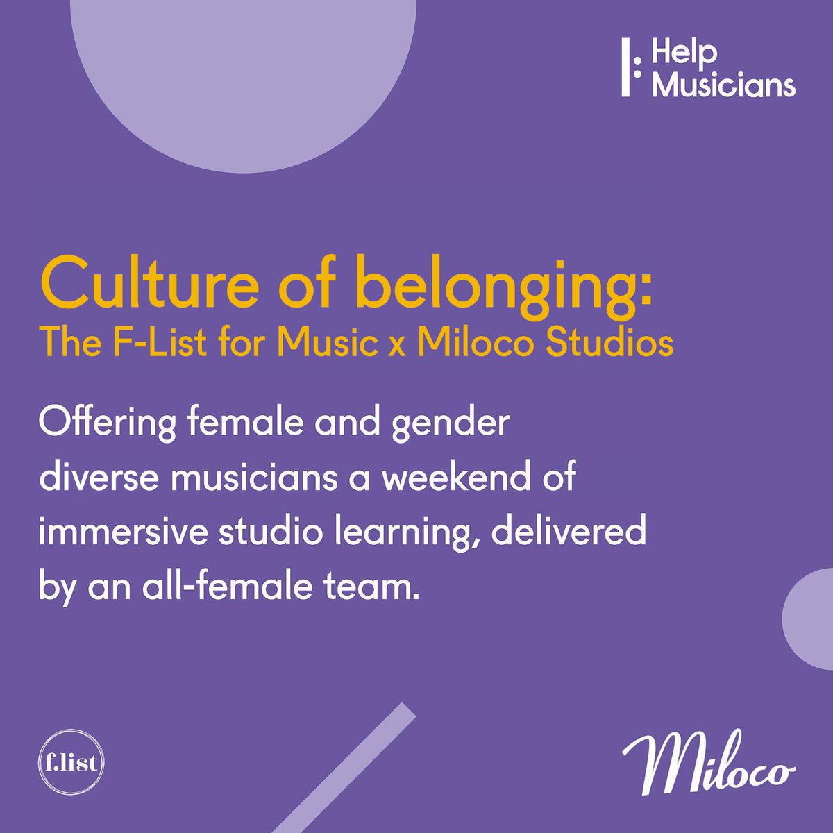 Help Musicians (@helpmusicians) on Twitter photo Calling female and gender diverse musicians โจ
Weโre offering you the opportunity to work with an all-female team to develop your skills and confidence in a professional studio. Provided by Help Musicians <a href="/theflistmusic/">The F-List for Music</a> & <a href="/milocostudios/">Miloco Studios</a>
Apply by 28 July helpmusicians.org.uk/get-support/deโฆ Calling female and gender diverse musicians โจ
Weโre offering you the opportunity to work with an all-female team to develop your skills and confidence in a professional studio. Provided by Help Musicians <a href="/theflistmusic/">The F-List for Music</a> & <a href="/milocostudios/">Miloco Studios</a>
Apply by 28 July helpmusicians.org.uk/get-support/deโฆ