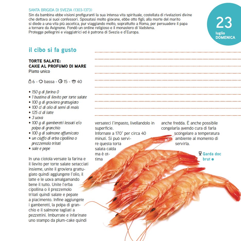 Buona Domenica da #Adesso con una gustosa ricetta estiva: cake al profumo di mare. Oggi è Santa Brigida di Svezia.