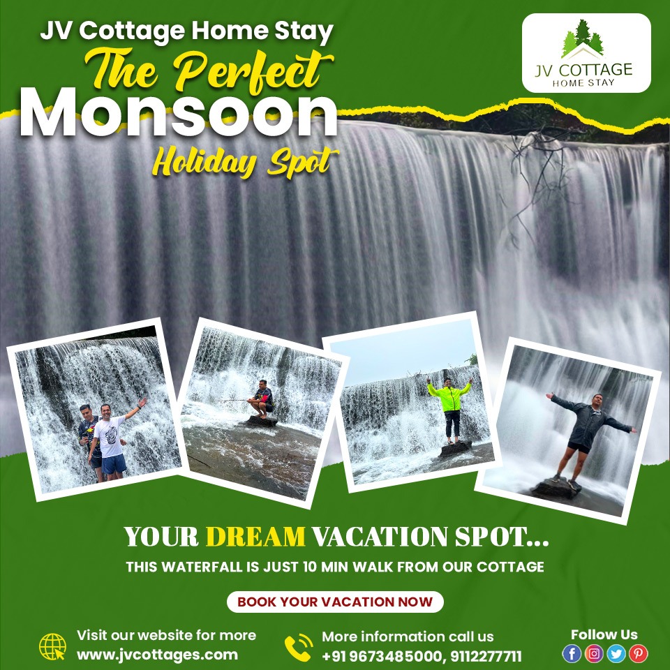 🌧️ Looking for the perfect monsoon getaway? Look no further than Jv Cottages Homestay! 🏞️

Just a 10-minute walk from our cozy cottage.

#monsoongetaway #naturelovers #waterfallwanderlust #serenityinthemountains #monsoonparadise #escapeandexplore #cozyretreat #magicalcottage