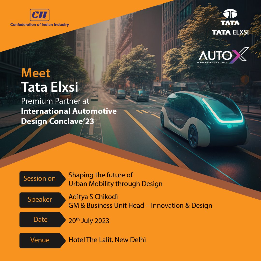 tataelxsi's tweet photo. We are the premium partner for CII’s flagship design event “International Automotive Design Conclave’23”.
Book a meeting with us to know more: https://t.co/d9E48cJtAq
#tataelxsi #designconclave #automotive #IADC #industrialdesign https://t.co/fktS9fvpC9