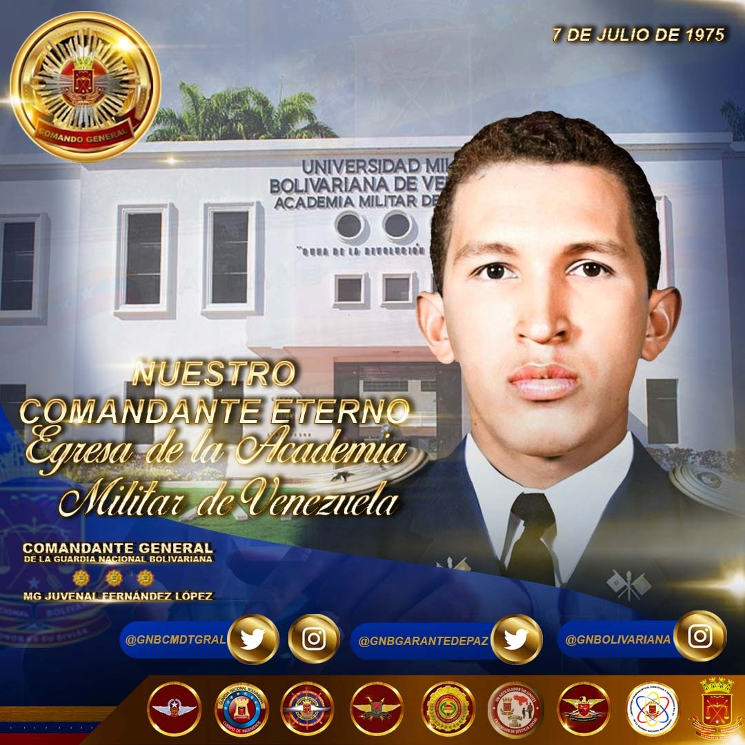 MGJuvenalFL's tweet photo. Tal día como hoy, hace 48 años egresaba de la Academia Militar de Venezuela, nuestro Comandante Eterno Hugo Chávez Frías.
Un hombre que marcó la historia contemporánea de nuestra Patria, un líder inquebrantable en la lucha por la Justicia Social. 
¡CHÁVEZ SOLDADO ETERNO! https://t.co/vOY3HrDdWZ