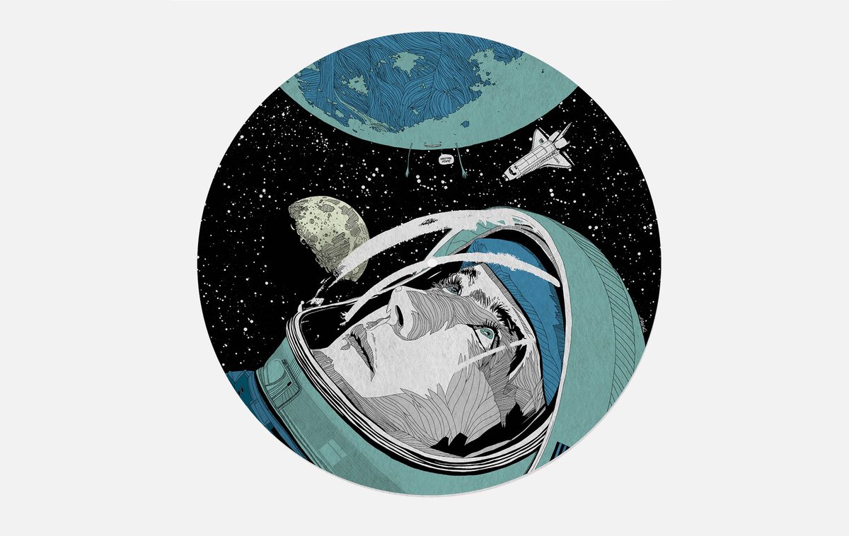 To mark the collaboration, we’ve got an exclusive slipmat, designed by Tyler Stout, available in the shop. The first of many slipmats releases, this one features the astronaut from Stout’s classic print Welcome Home – bit.ly/3NGFWAG