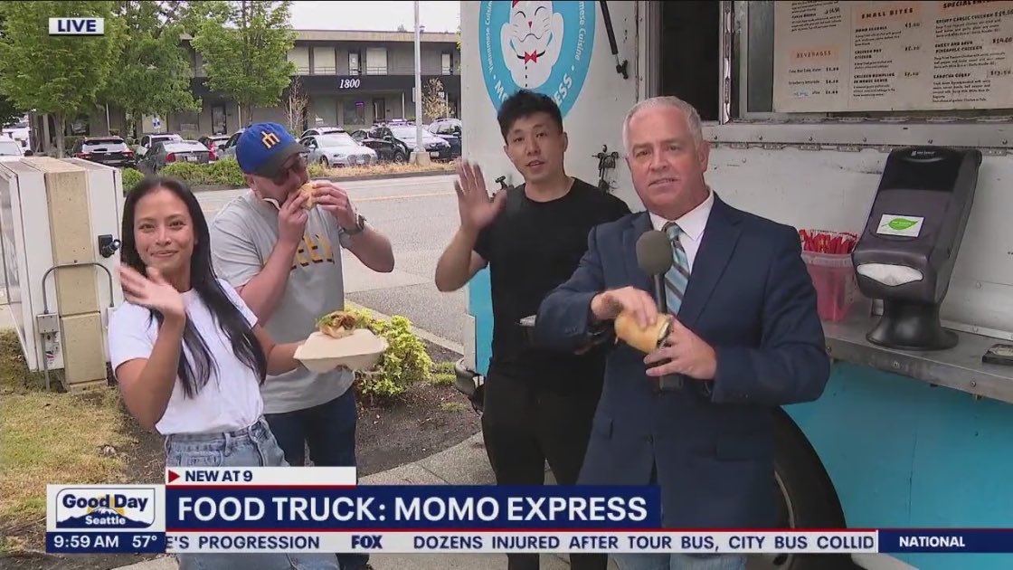 Good Day, Seattle! Just eating a banh mi on TV this morning. Highly recommend MoMo Express food truck! 😋 #FOX13