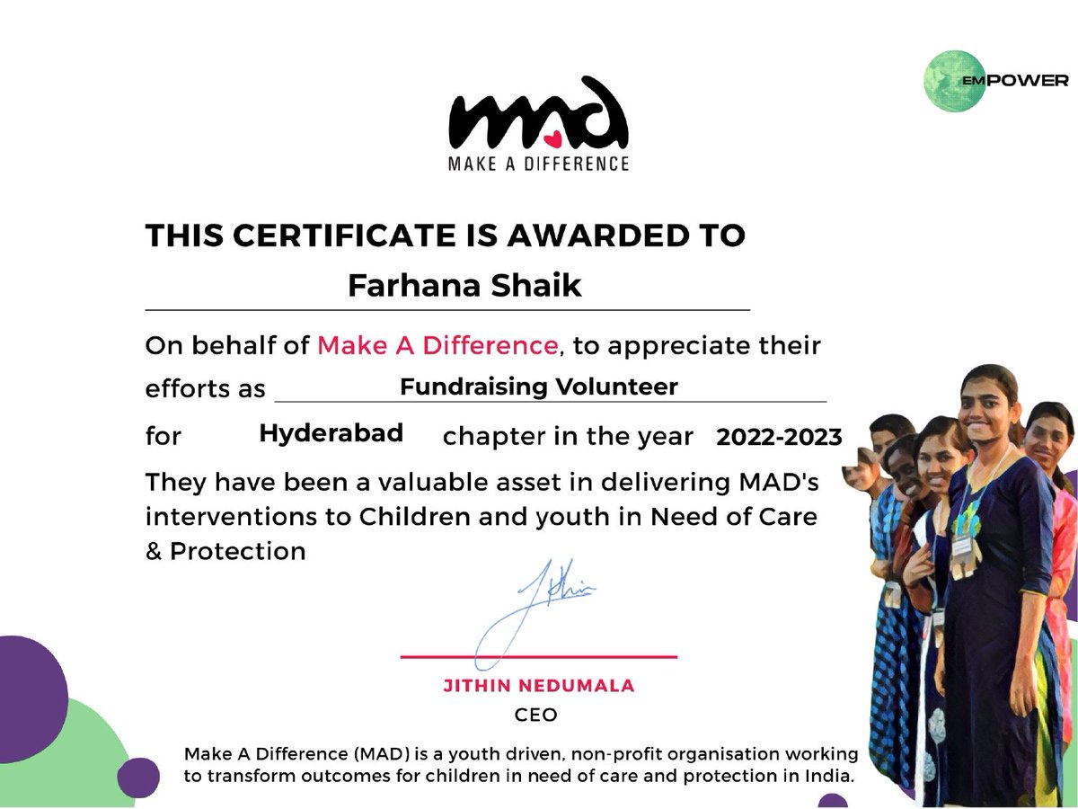 wtf_farah_'s tweet photo. @makeadiff "Grateful and Honored to be Recognized by MAD NGO for my Fundraising Volunteer Efforts! 🙌✨ Thank you for the Opportunity to Make a Positive Impact and Create Change. Together, We Can Make a Difference! 💚🌍 #VolunteerAward  #MakingADifference #GratefulHeart" https://t.co/nH0iV44kwz