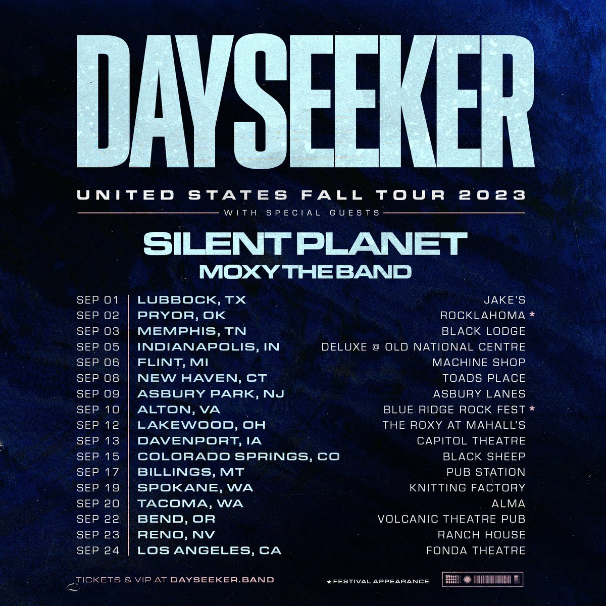 roryspencer's tweet photo. Happy to say all tickets for our US headlining tour with @SLNTPLNT and @MoxyTheBand are available now. VIP is already sold out in quite a few cities and most of these shows will sell out entirely so get them now while you can:

https://t.co/3QmBG3xbSw https://t.co/kPea6z5Bwz
