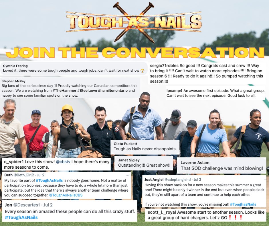 Here’s your reminder that an ALL NEW <a href="/ToughAsNailsCBS/">Tough As Nails</a> is coming to you TONIGHT on <a href="/CBS/">CBS</a> at 8/7c! Don’t miss out and get in on the conversation!