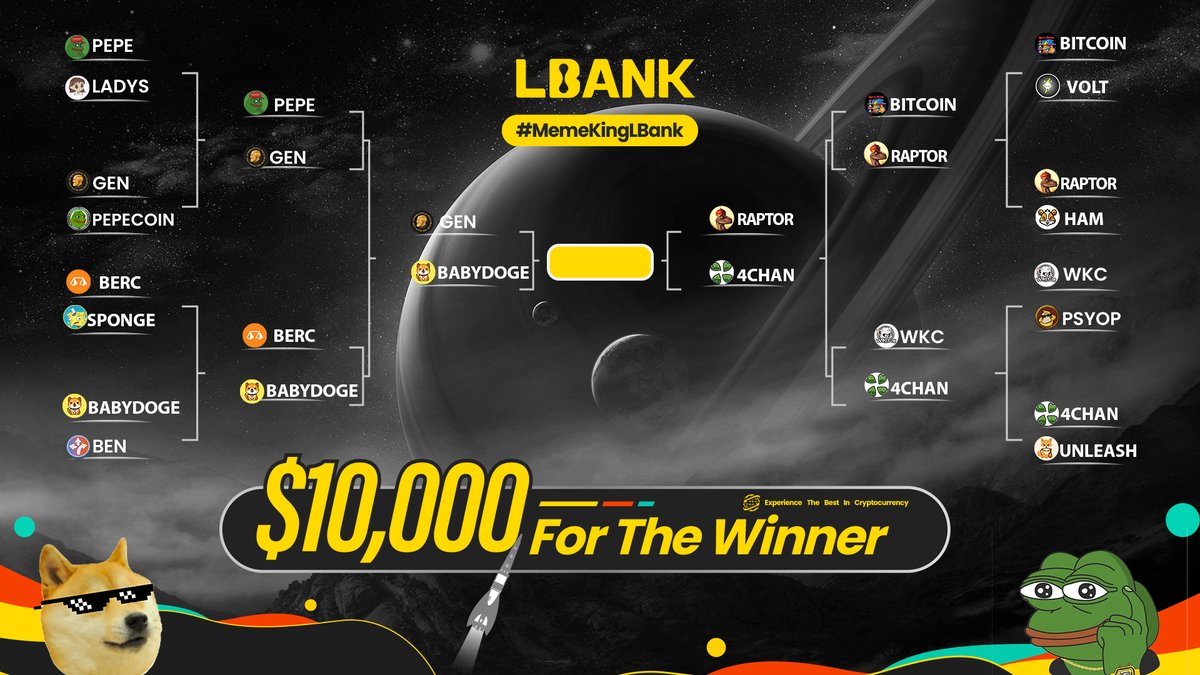 📍 The thrilling third round of #MemeKingLBank 

💰 Root for your top #memecoin and seize the chance to pocket $10,000 $USDT

To join: 
1⃣ Retweet &amp; follow <a href="/LBank_Exchange/">LBank.com</a> 
2⃣Comment #MemeKingLBank + your project's ticker to join (e.g. #PEPE) 
3️⃣Fill in:forms.gle/KknzuBRjp9tQTR…