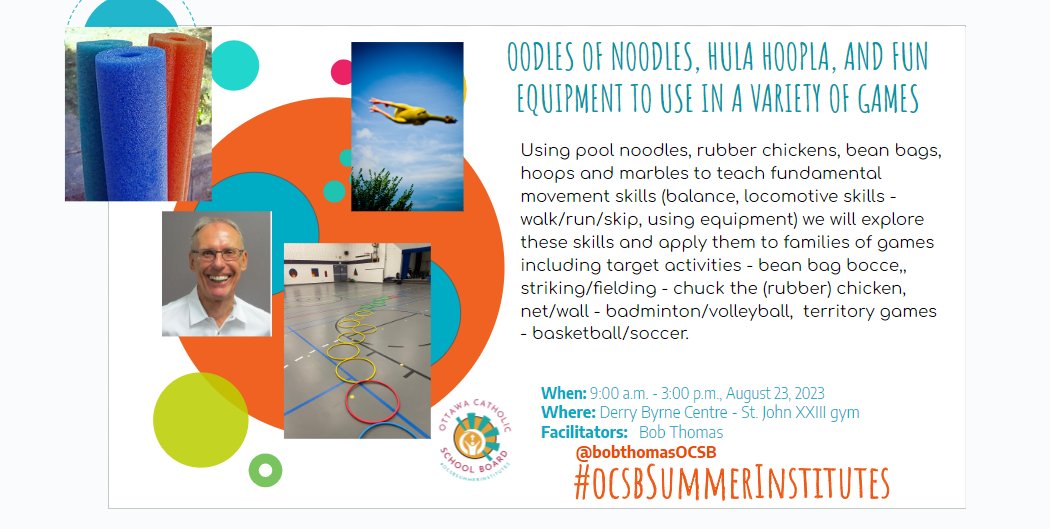 Looking for an active learning experience to support a quality physical education program check out this fun and interactive #OCSBSummerInstitute session! #ocsbHPE