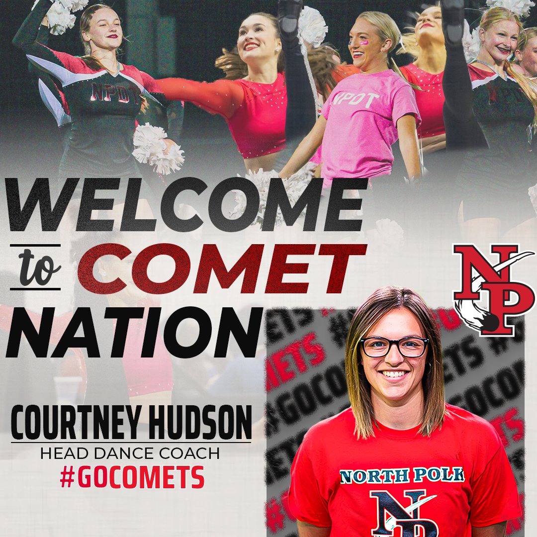 NorthPolkCSD's tweet photo. We are pleased to announce that Courtney Hudson will be the next head coach for the North Polk Dance Team (NPDT) at @NorthPolkHS. Welcome to North Polk! Learn more: https://t.co/LojsJRSlGU
#ProudToBeNP #GoComets https://t.co/LuldS5Vdne