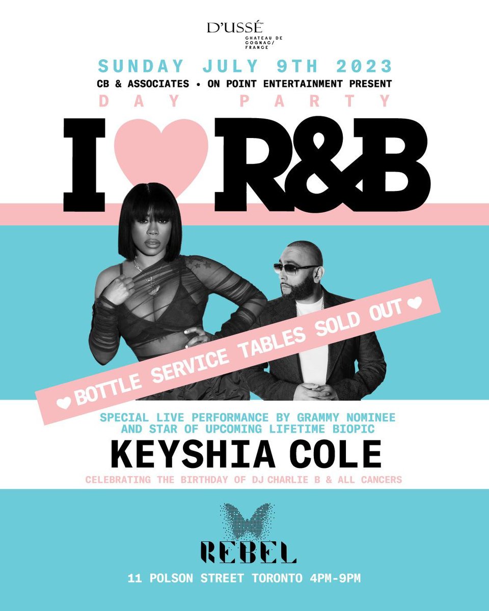 IamDjGriff's tweet photo. This #Sunday I LUV #RNB Day #Party Ft LIVE Performance from @KeyshiaCole 

4-9 PM inside @Rebel_Toronto

ALL BOOTHS ARE #SOLDOUT!! 

Get your Adv #Tickets Now!!

Click the Link below https://t.co/sBDP2TAHoD 

#Concert #Toronto #nightlife #RnBmusic #KeyshiaCole https://t.co/uzopAMr0oJ