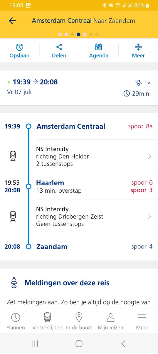 attmank's tweet photo. @NS_online Ja, die heb ik ook gezien. Maar men kan nooit van Haarlem om 20:08 in Zaandam aankomen ook om 20:08. Daar gaat het precies over. https://t.co/KZmBv7wLWN