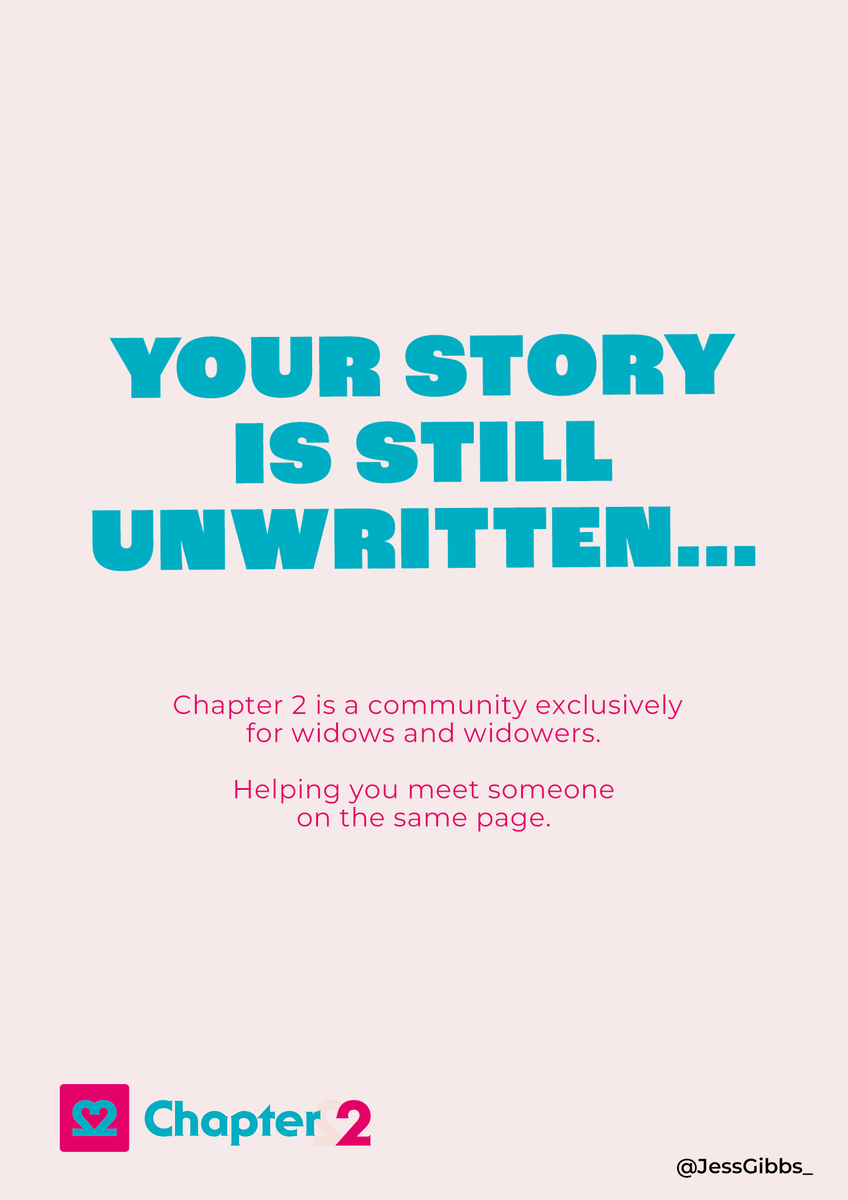 JessGibbs_'s tweet photo. 📖@OneMinuteBriefs Create posters to promote @Chapter2Dating - The community and dating app / platform built by widows for widows and widowers. #Chapter2Dating https://t.co/cw2OL69pxe