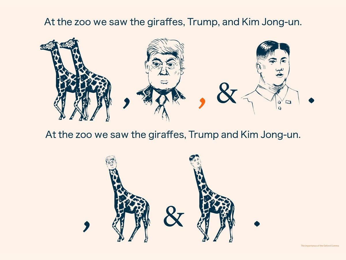 Rafaellodos's tweet photo. I first heard about the #OxfordComma at a uni party, since then I cannot write or read a list without thinking about it

I heard whistling, moaning, and jazz = 3 sounds 
I heard whistling, moaning and jazz = Whistling resembling groans improvisational and sporadic like jazz https://t.co/ocnW47mlfG