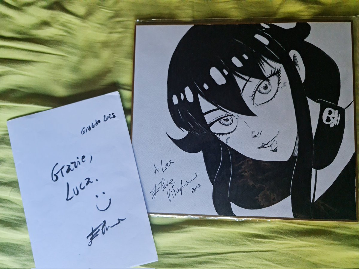 So beautiful shikishi by <a href="/EvitaglianoArt/">Elena Vitagliano Art</a> !  A gorgeous Miriam of the skulls 😍